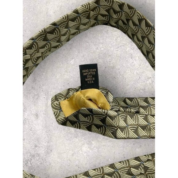 ROBERT TALBOTT Silk Tie USA Beige Gray Geometric W:4" EUC - Picture 3 of 6